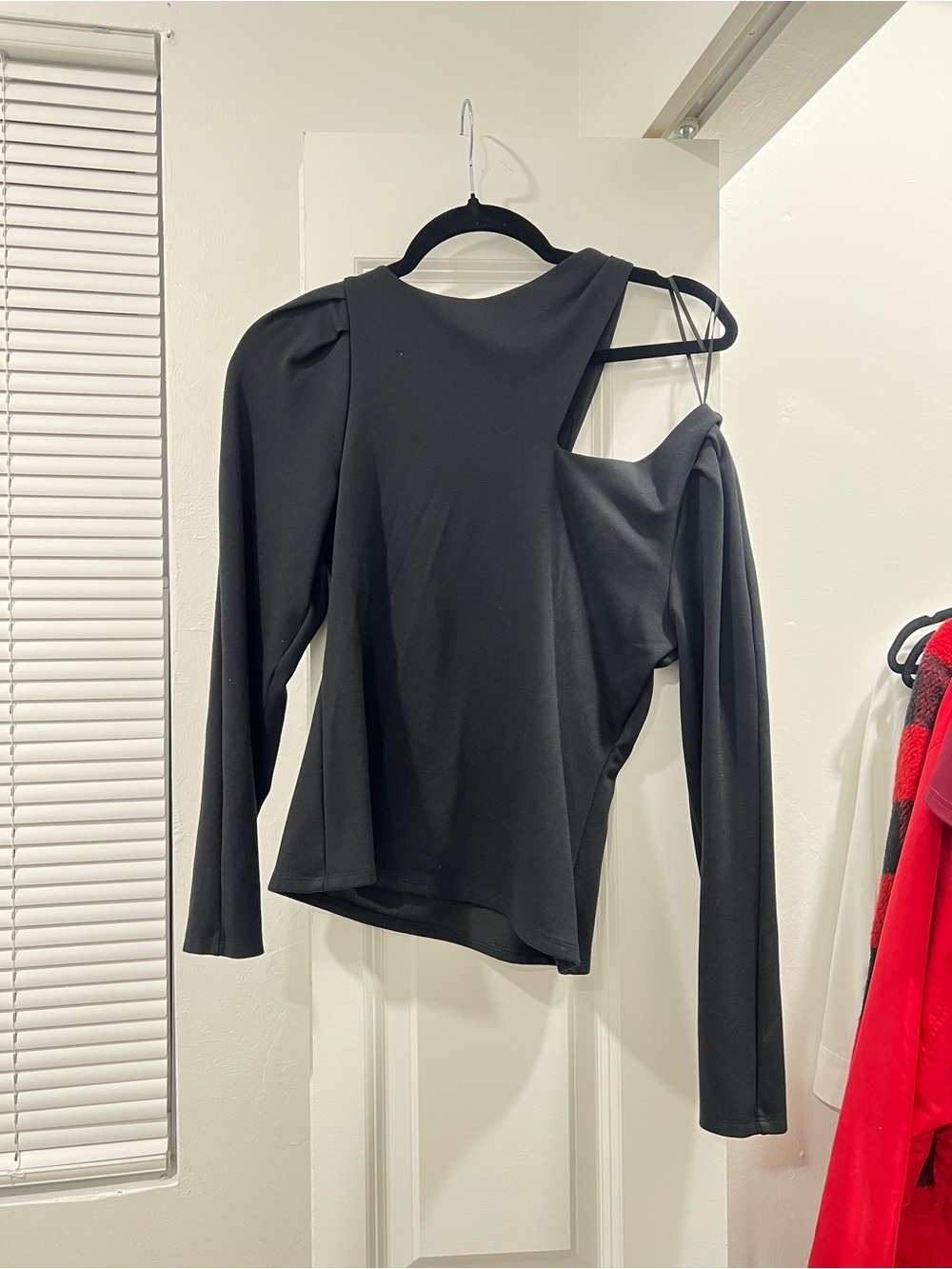 Express Black Asymmetric One-Shoulder Long Sleeve Top